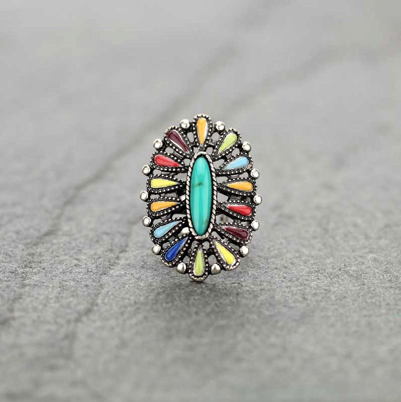 Western Design Stone Cuff Ring