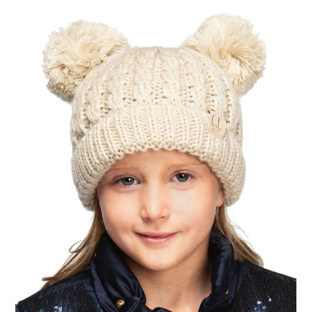 C.C Kids Solid Double Pom Beanie - Image 2