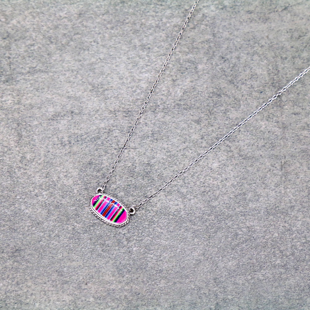 Serape Pattern Oval Necklace