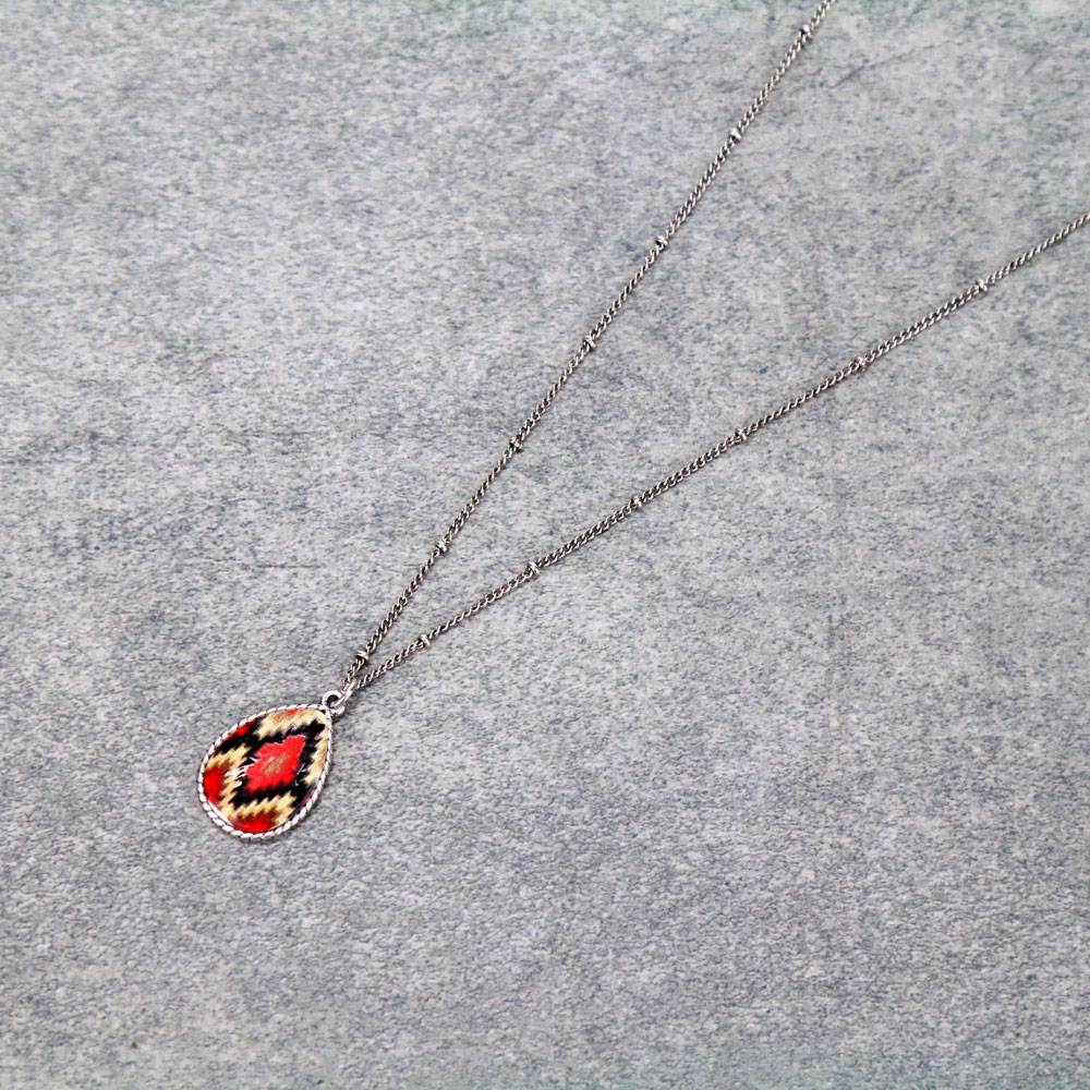 Aztec Pattern Teardrop Necklace