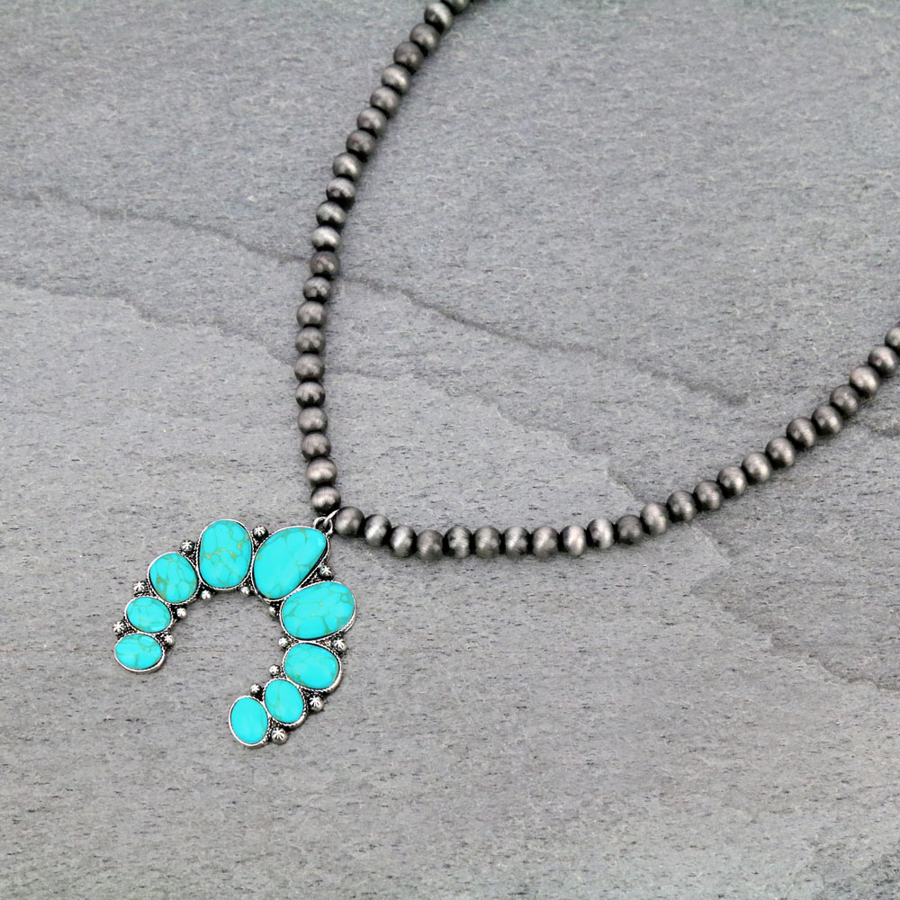 Blossom Shape Pendant with Navajo Style Necklace