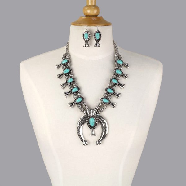 Squash Blossom Statement Necklace Set - Image 2