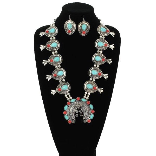 Western Squash Blossom Necklace Set - Image 2