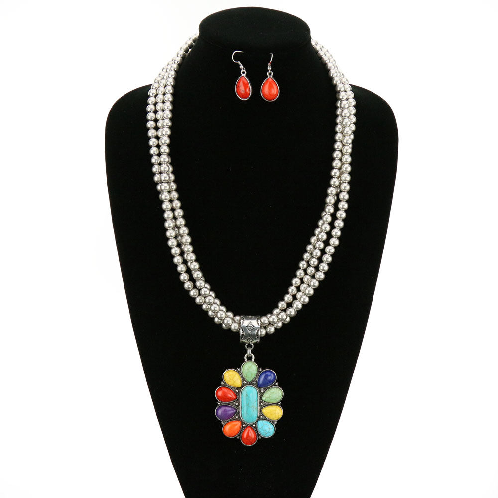 Western Concho with Bead Necklace Set - Image 2