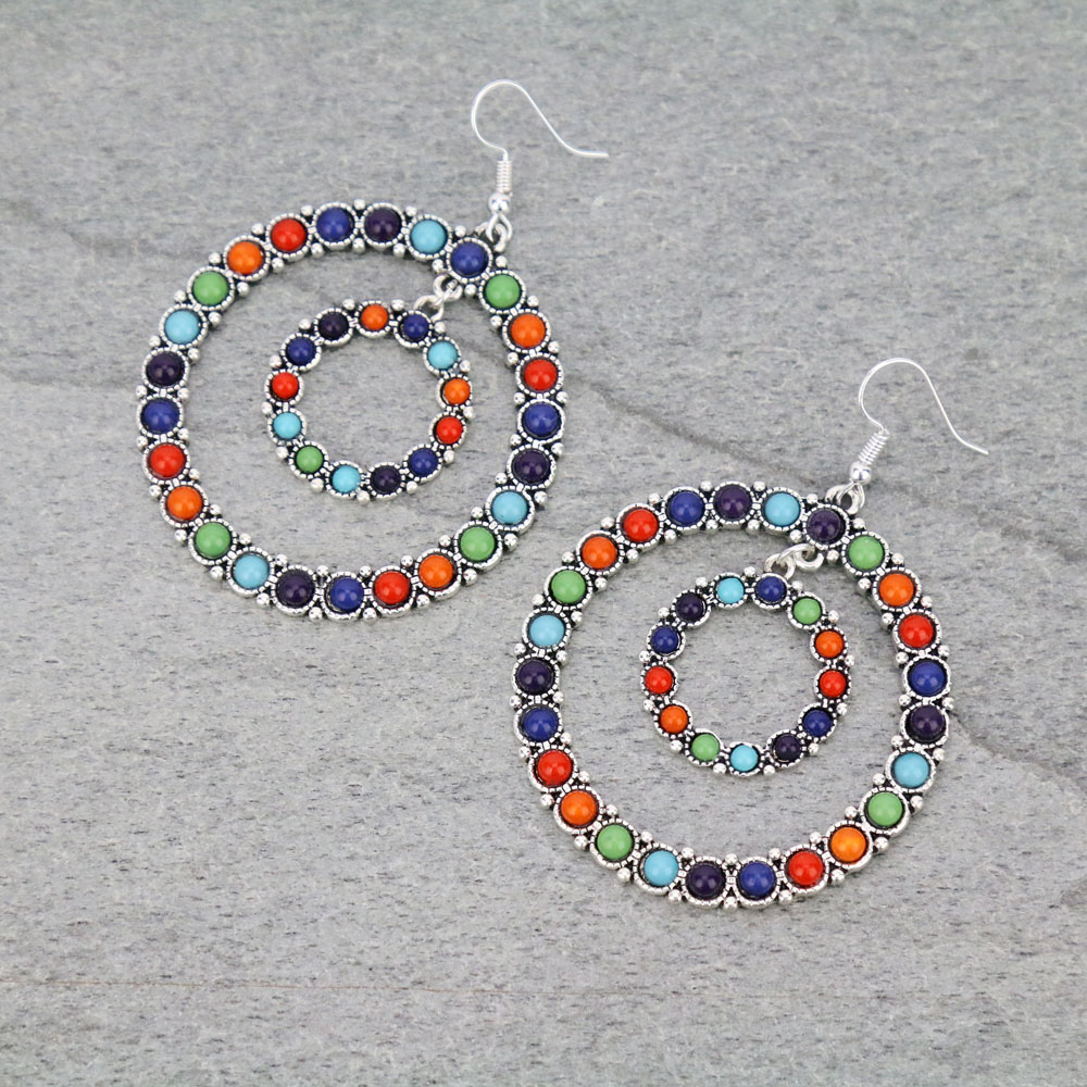 Navajo Style Texture Fish Hook Earrings