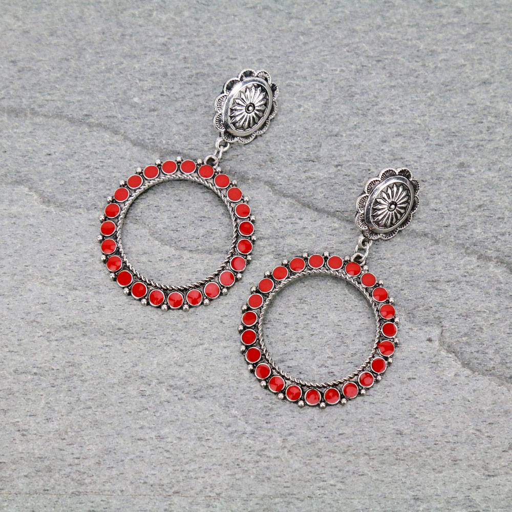 Concho Stud with Circle Post Earrings