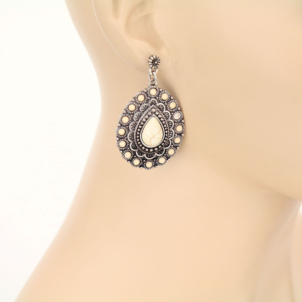 Navajo Style Teardrop Post Earrings - Image 2