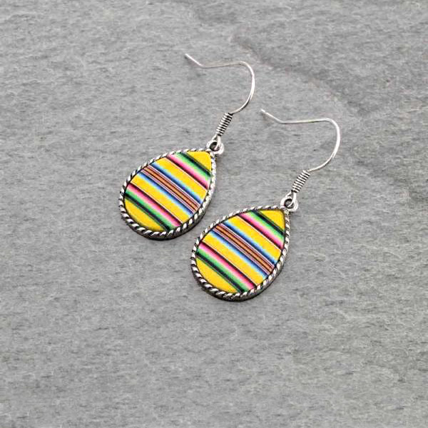 Serape Pattern Teardrop Fish Hook Earrings