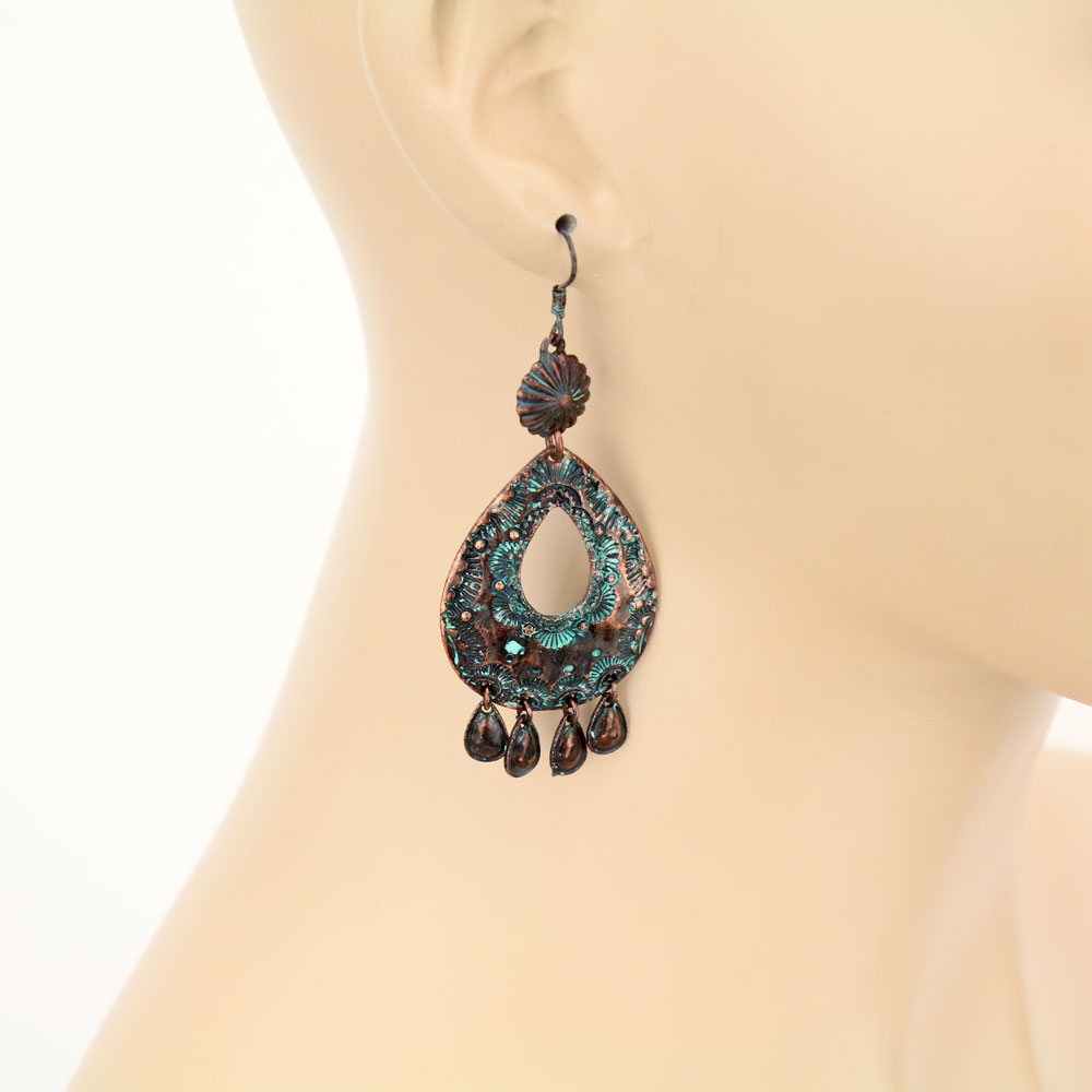 Western Teardrop Fish Hook Earrings - Image 2