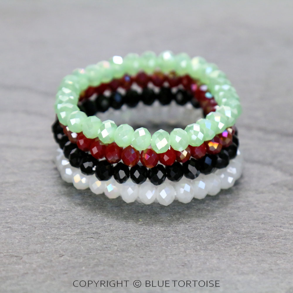 Four Strand Glass Bead Stackable Bracelet