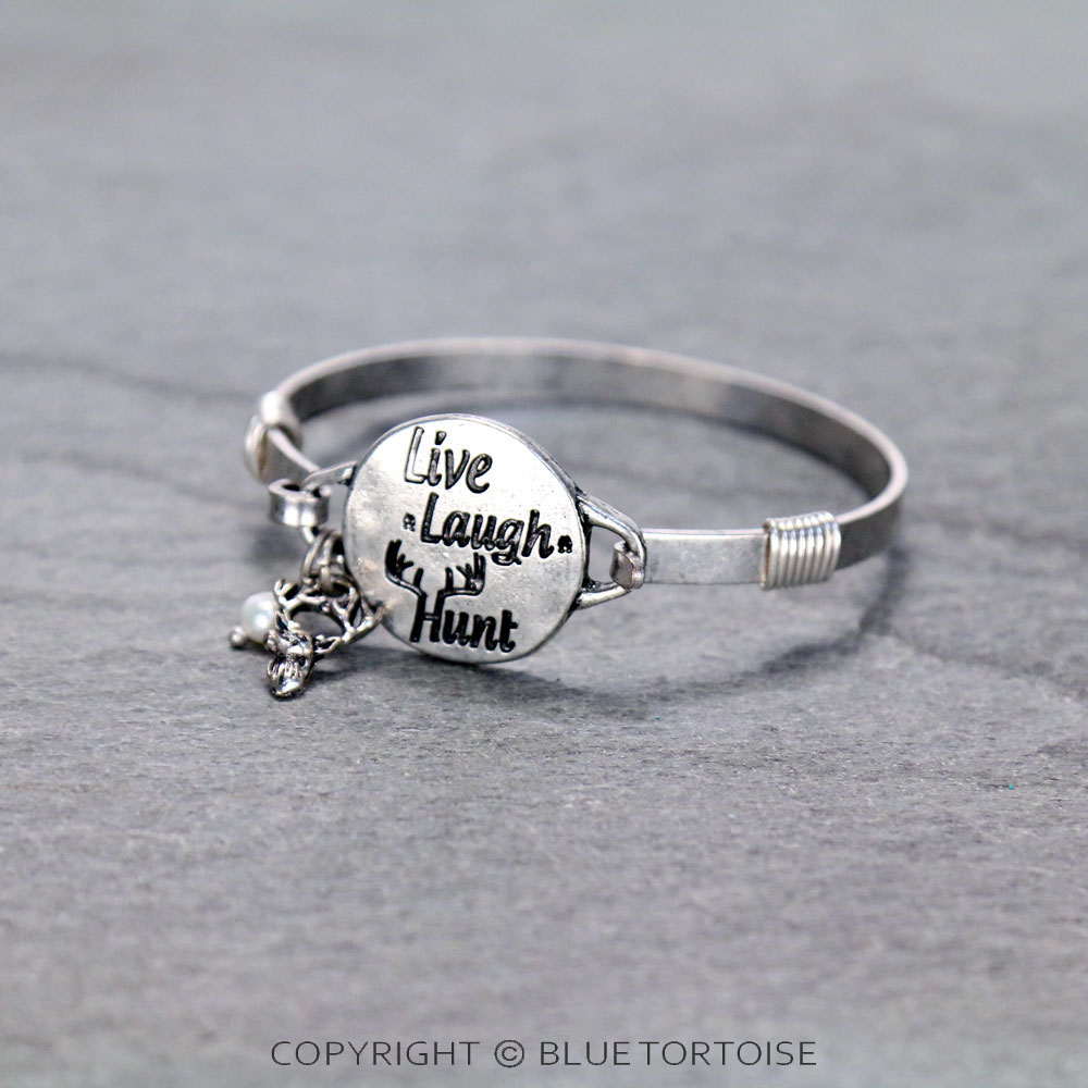 "LIVE, LAUGH, HUNT" Wire Bracelet
