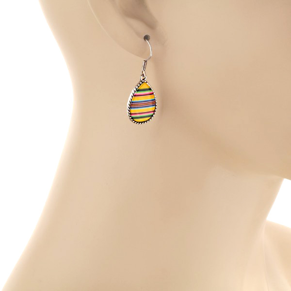 Serape Pattern Teardrop Fish Hook Earrings - Image 2