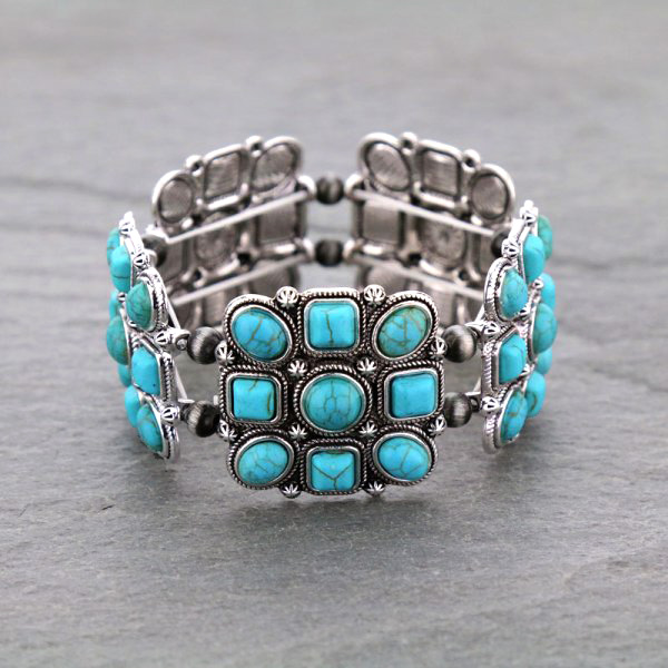 Western Cluster Stone Stretch Bracelet