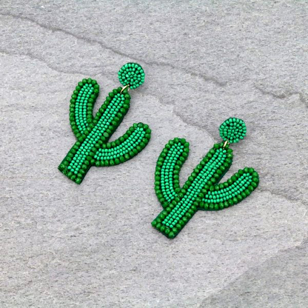 Glass Edge Cactus Seed Bead Post Earrings