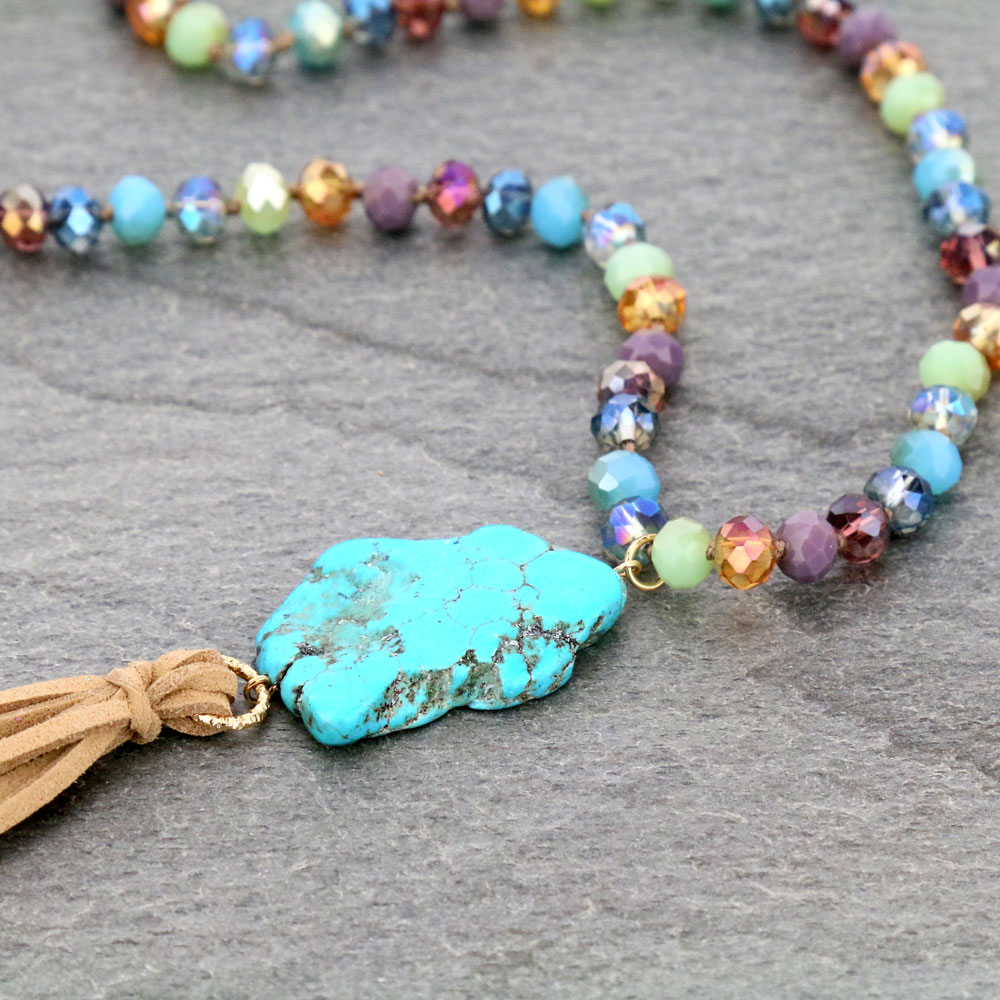 Fashion Natural Stone Tassel Necklace Set - Image 3