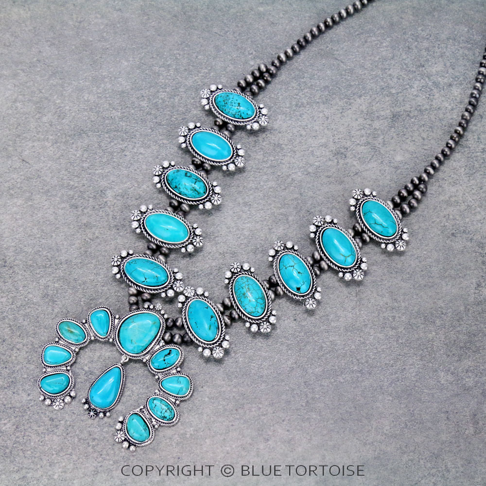 Full Squash Blossom Natural Stone Necklace