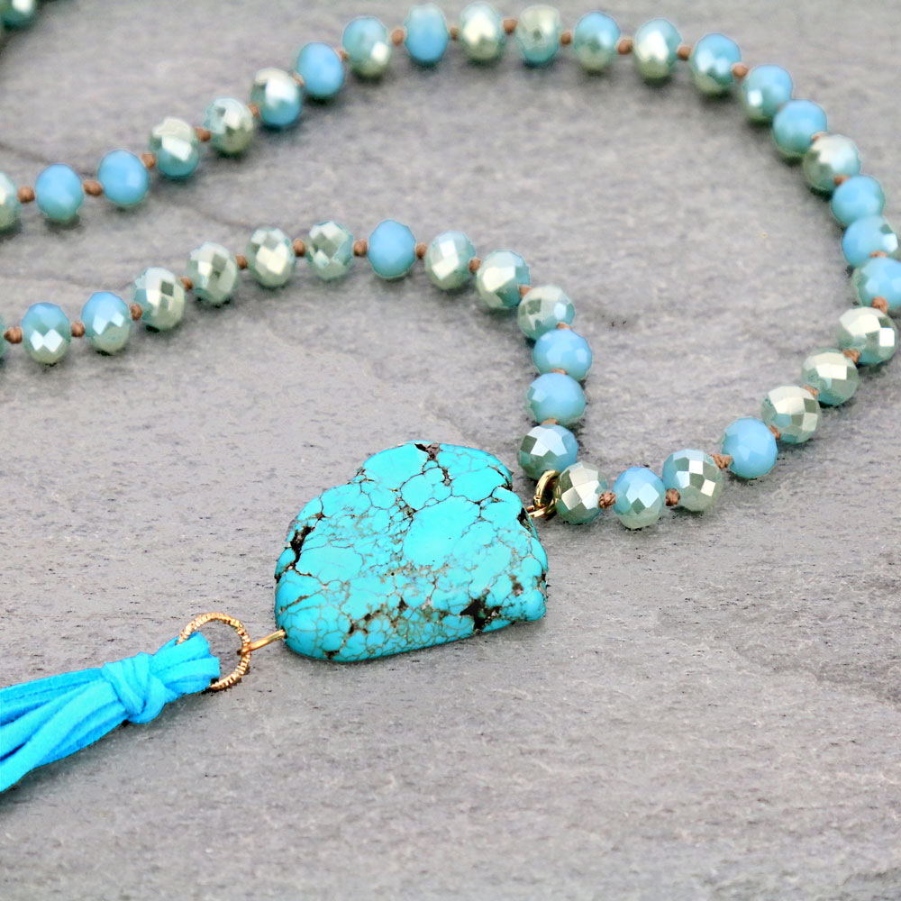 Fashion Natural Stone Tassel Necklace Set - Image 3