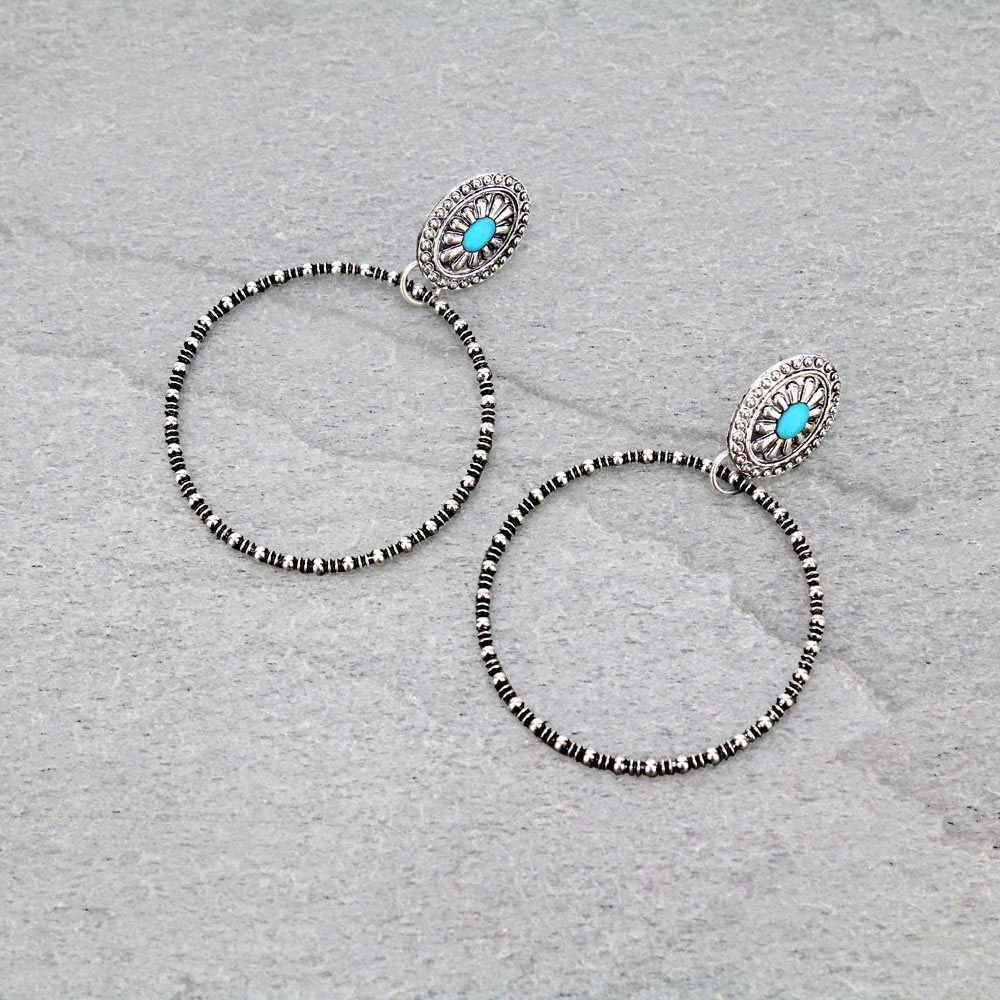 Western Concho Hoop Stud Earrings