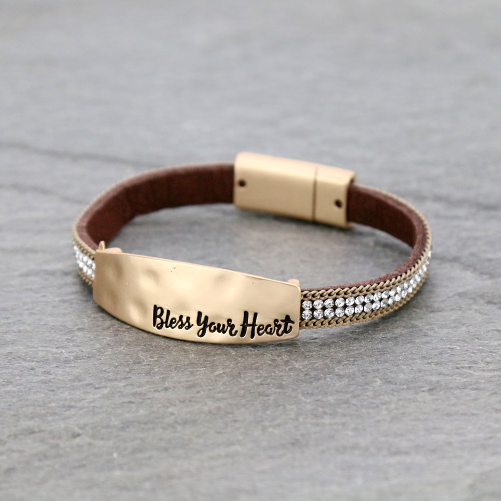 "BLESS YOUR HEART" Leather Magnetic Bracelet