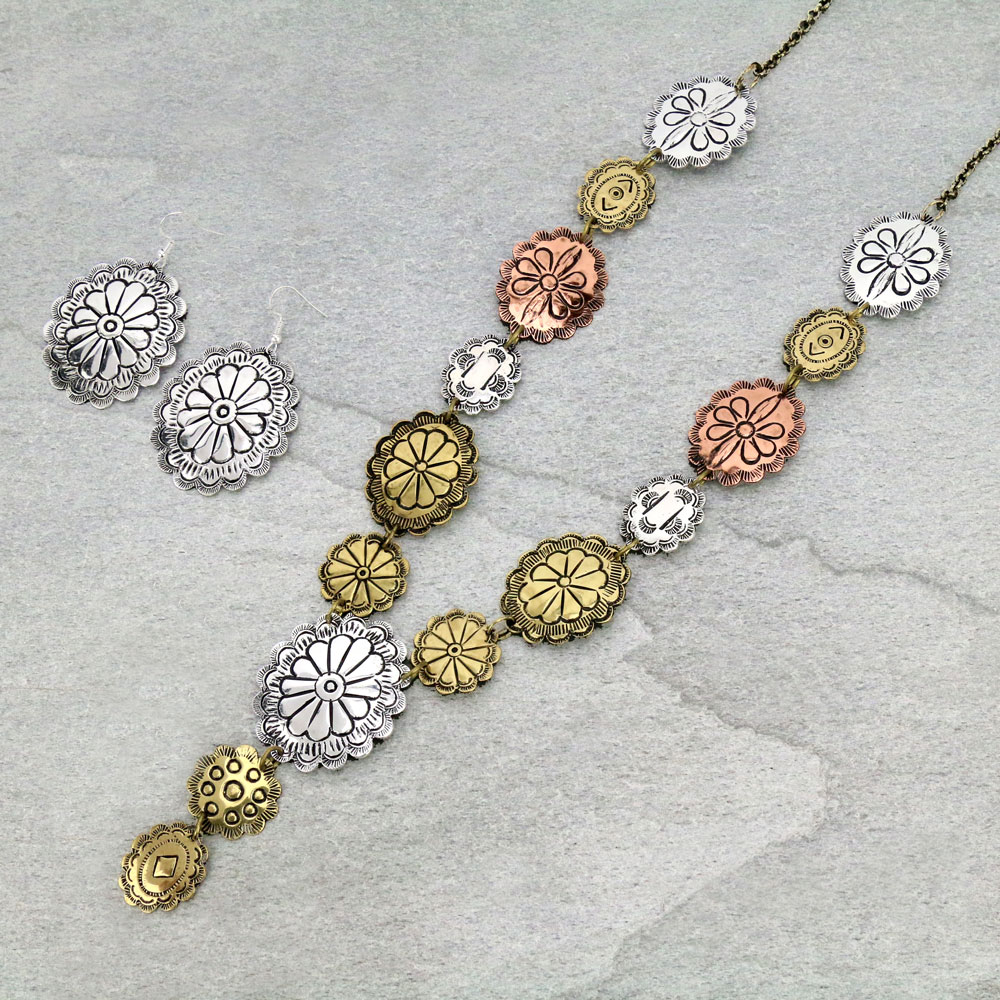 Western Handmade Concho Necklace Set