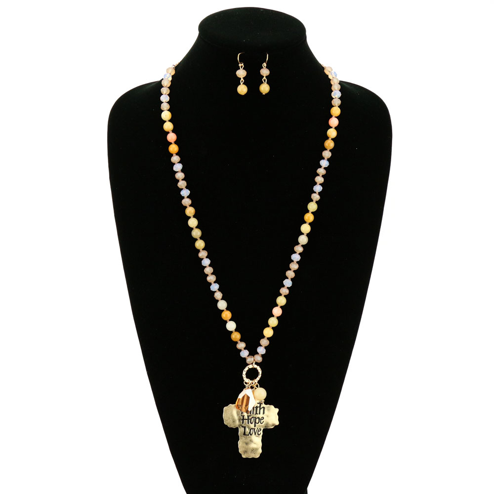 "Faith, Hope, Love" Semi Long Necklace Set - Image 2