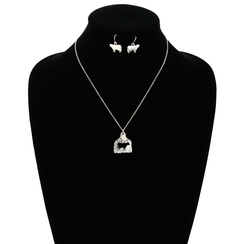 Cattle Tag Cow Cutout Necklace Set - Image 3