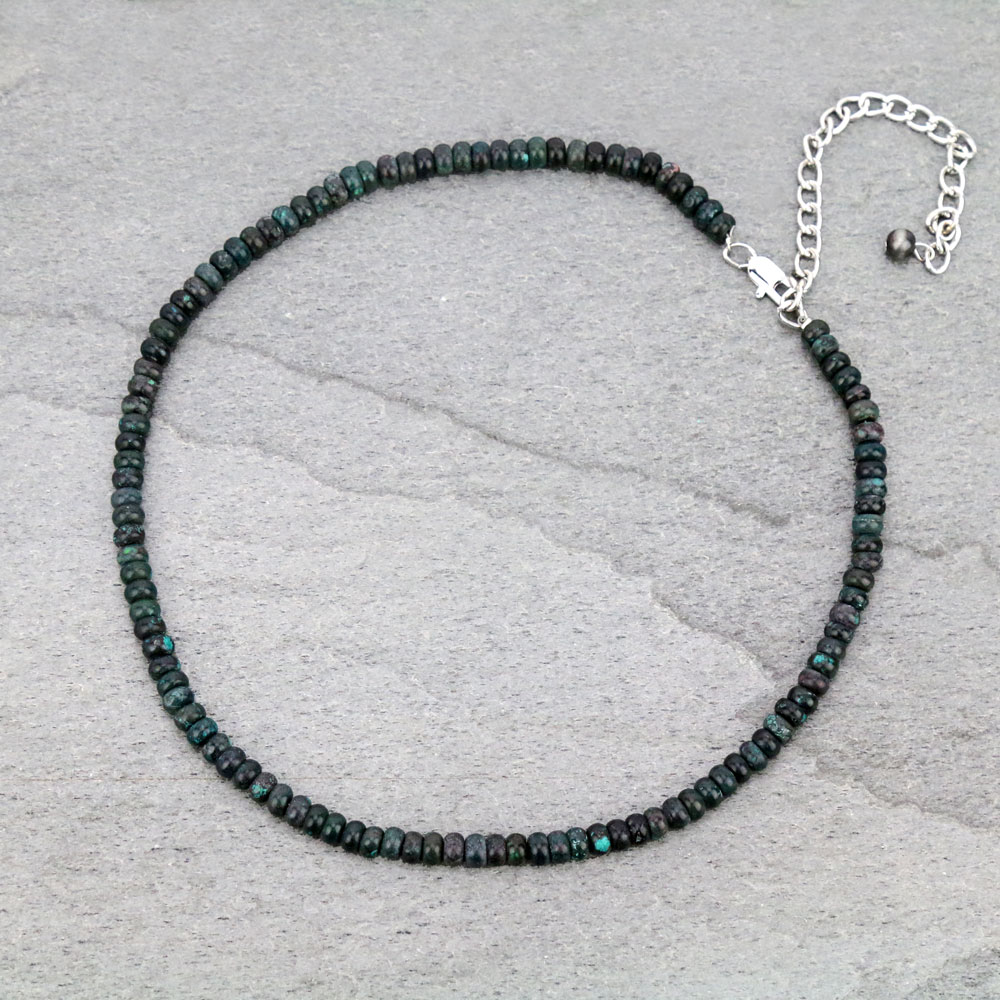 15" Long, Small 6mm Unique Deep Natural Stone Necklace