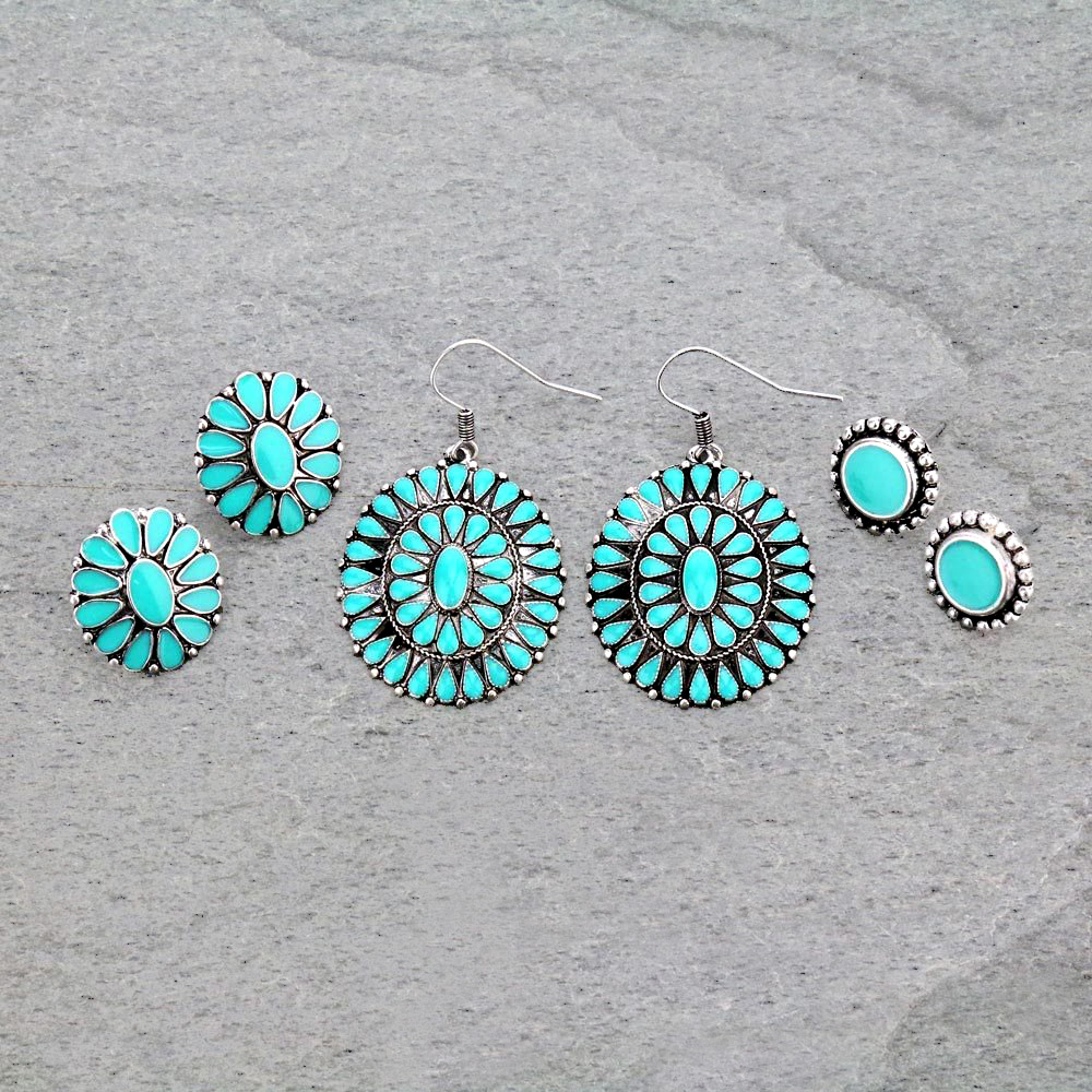 3 Pair Concho Earring Set