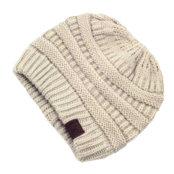 C.C Solid Color Ponytail Messy Bun Beanie