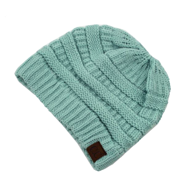 C.C Solid Color Ponytail Messy Bun Beanie