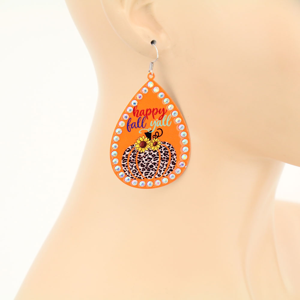 Pumpkin Printed Dangle Earrings - Image 2