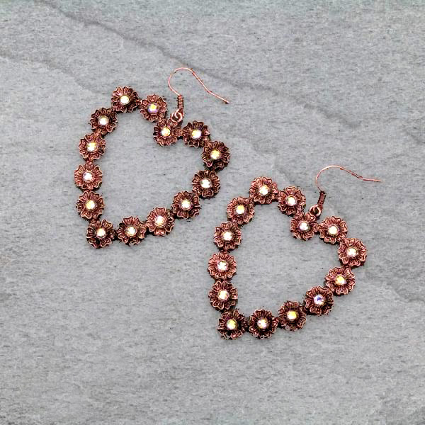 Casting Flower Heart Fish Hook Earrings