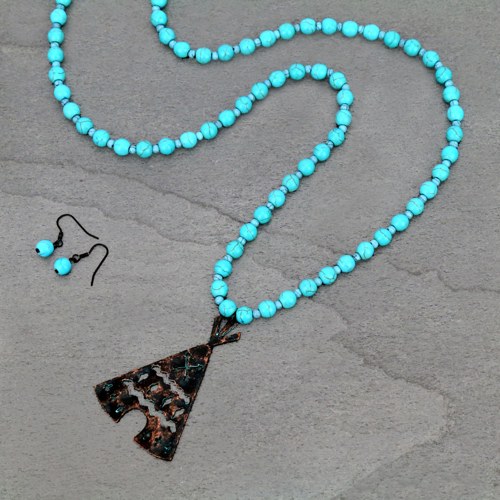 Western Teepee Long Necklace Set