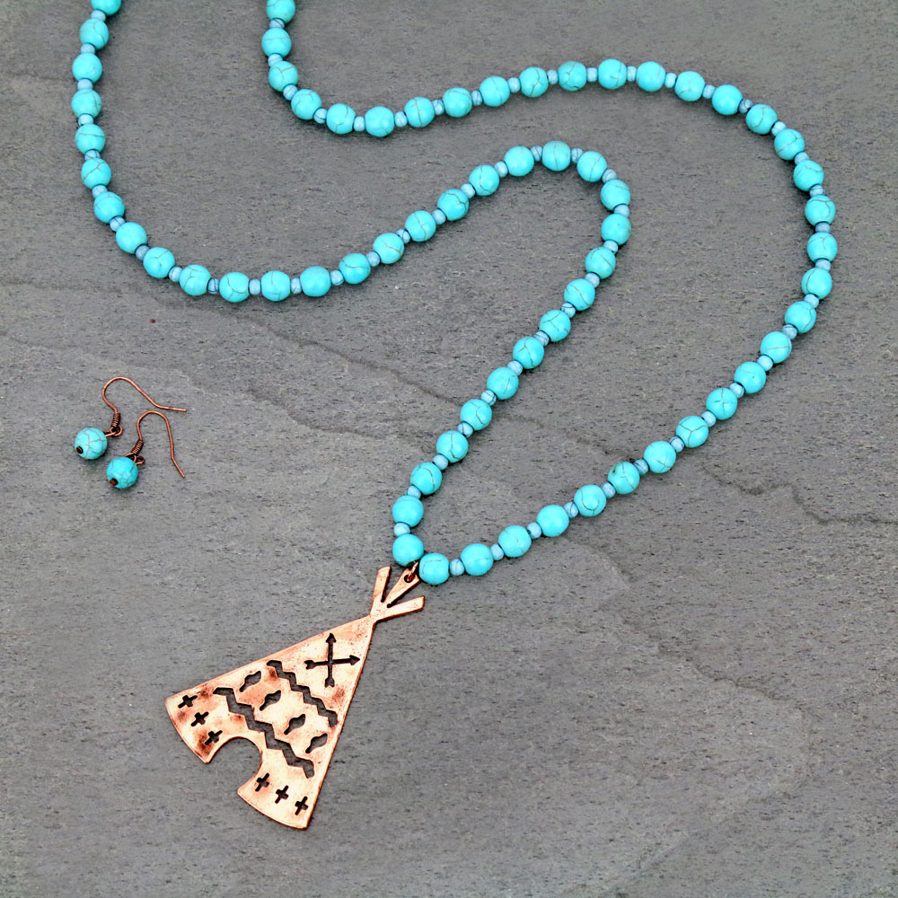 Western Teepee Long Necklace Set
