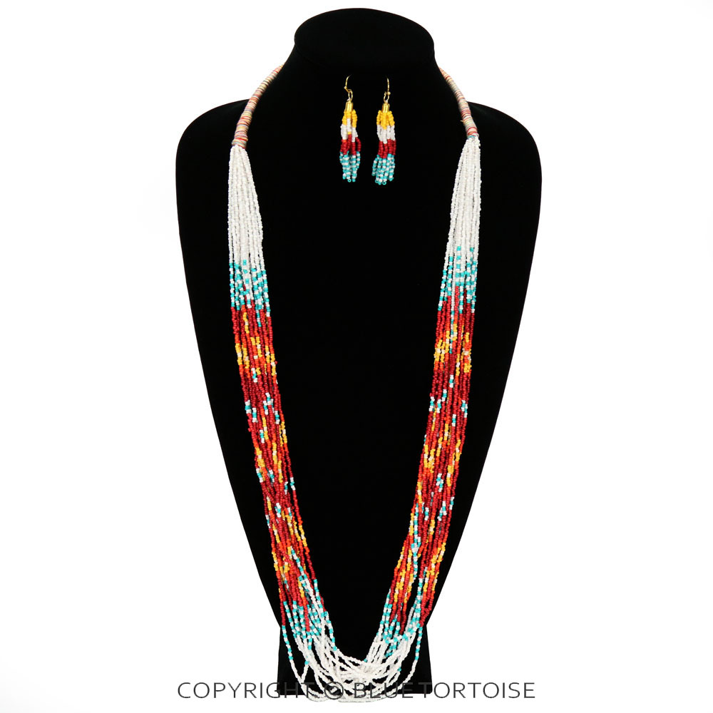 Seed Bead Multi Layered Necklace Set - Image 2