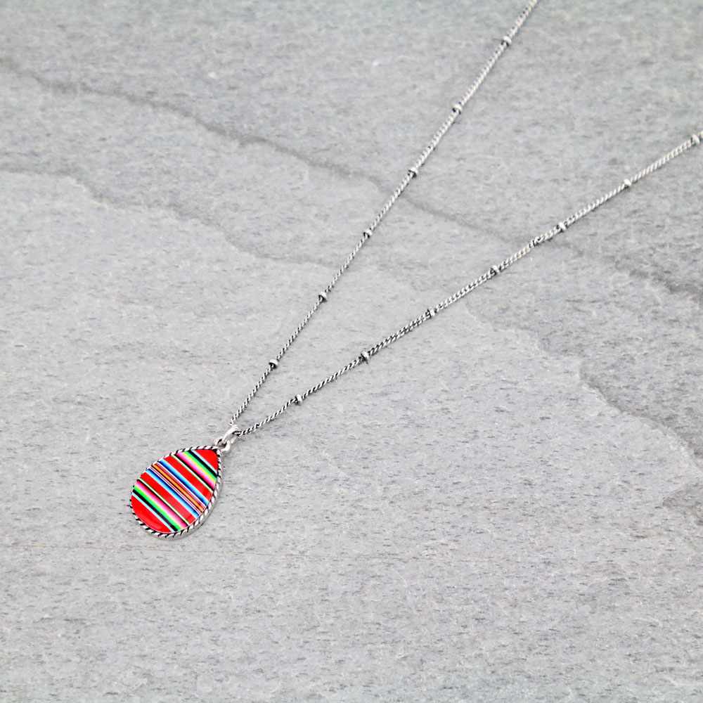 Serape Pattern Teardrop Necklace