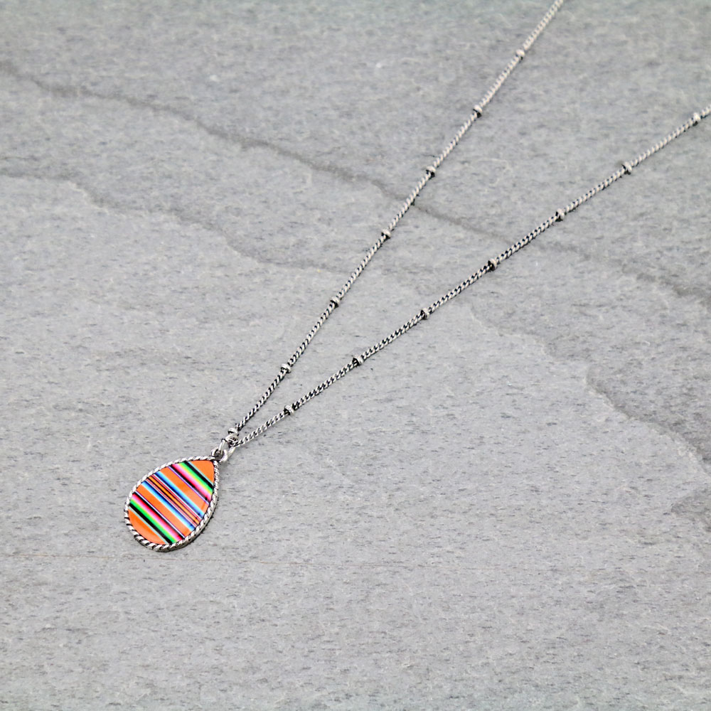 Serape Pattern Teardrop Necklace