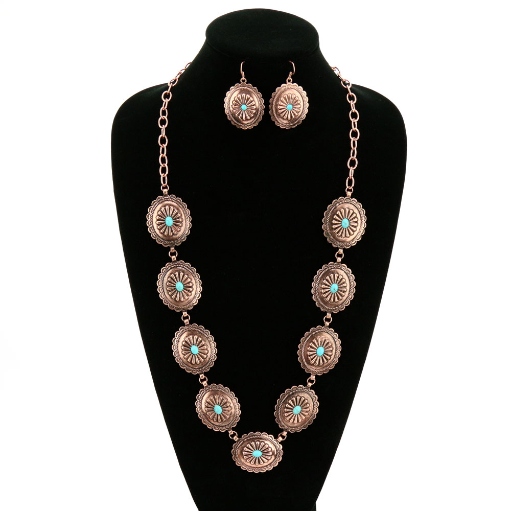 Western Linked Conchos Necklace Set - Image 2