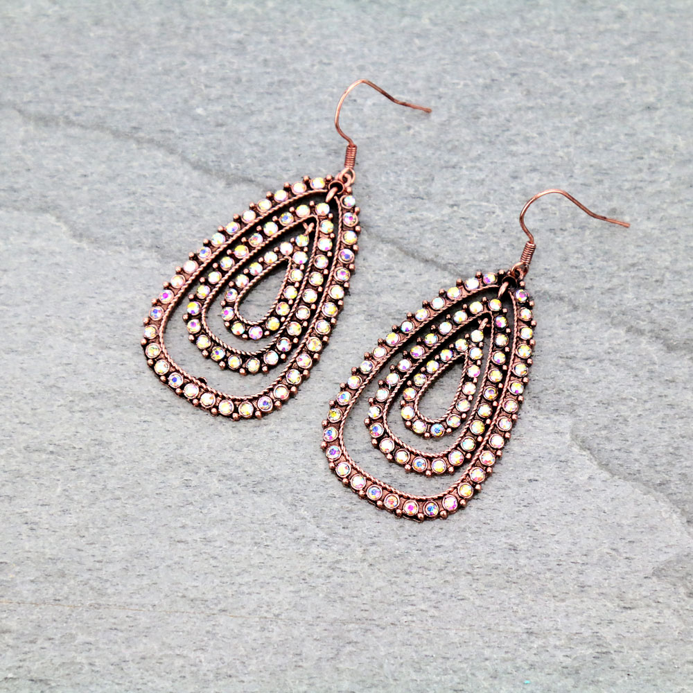 Teardrop with Stone Fish Hook Earrings