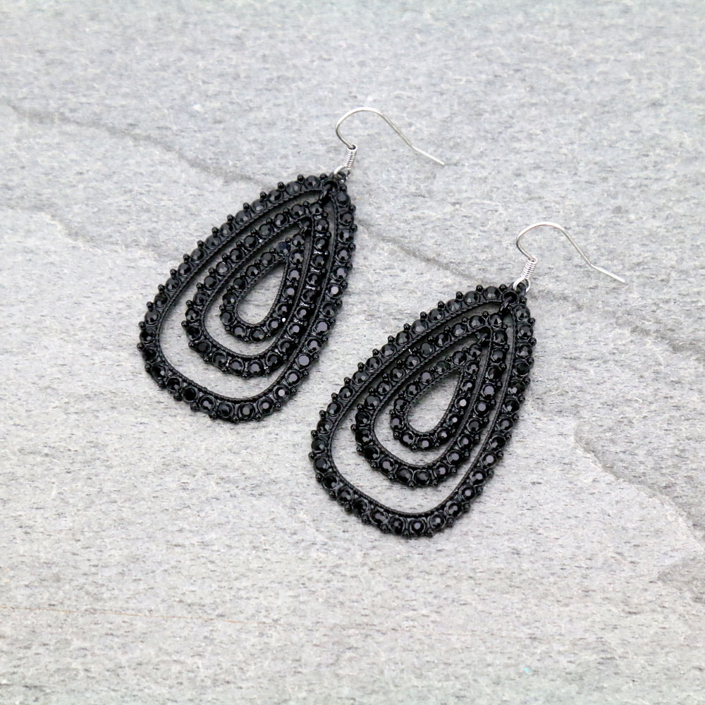Teardrop with Stone Fish Hook Earrings