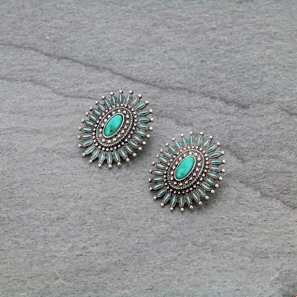 Western Concho Cluster Stud Earrings