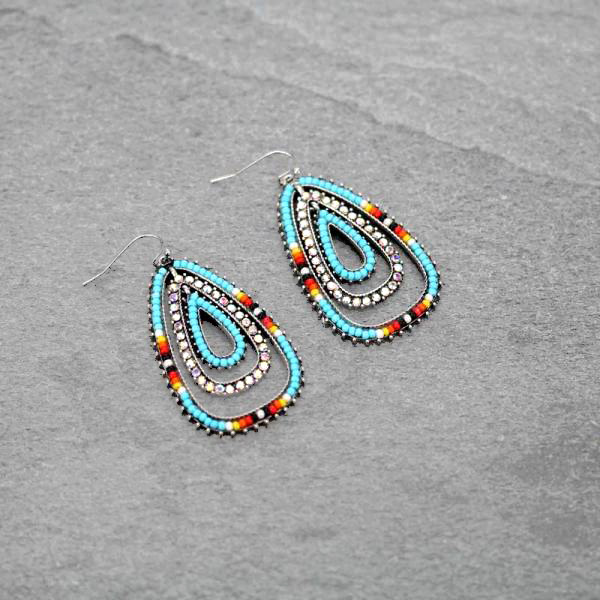 Teardrop Seed Bead Fish Hook Earrings