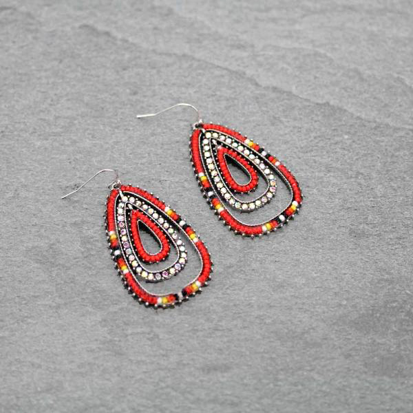 Teardrop Seed Bead Fish Hook Earrings