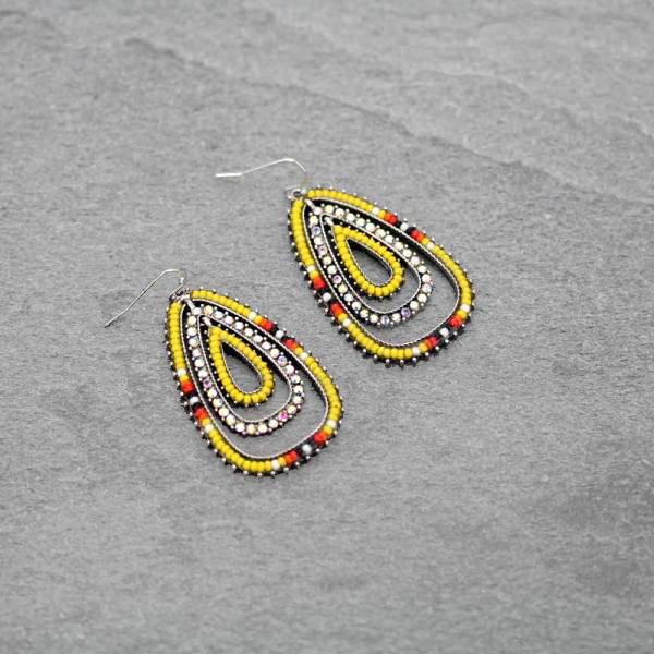Teardrop Seed Bead Fish Hook Earrings