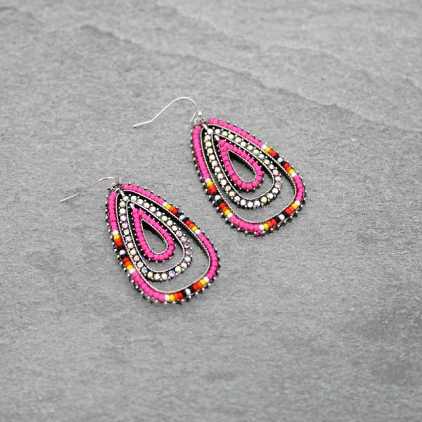 Teardrop Seed Bead Fish Hook Earrings