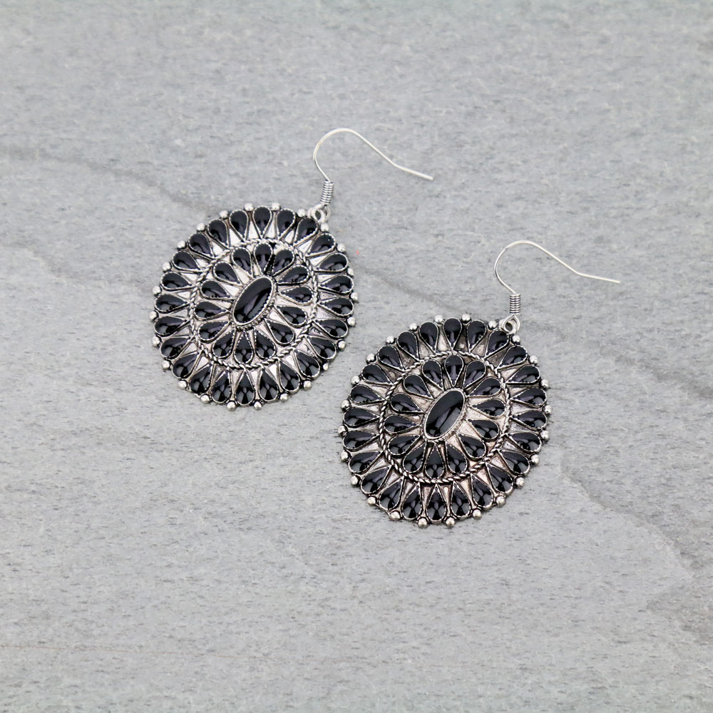 Western Epoxy Concho Dangle Earrings