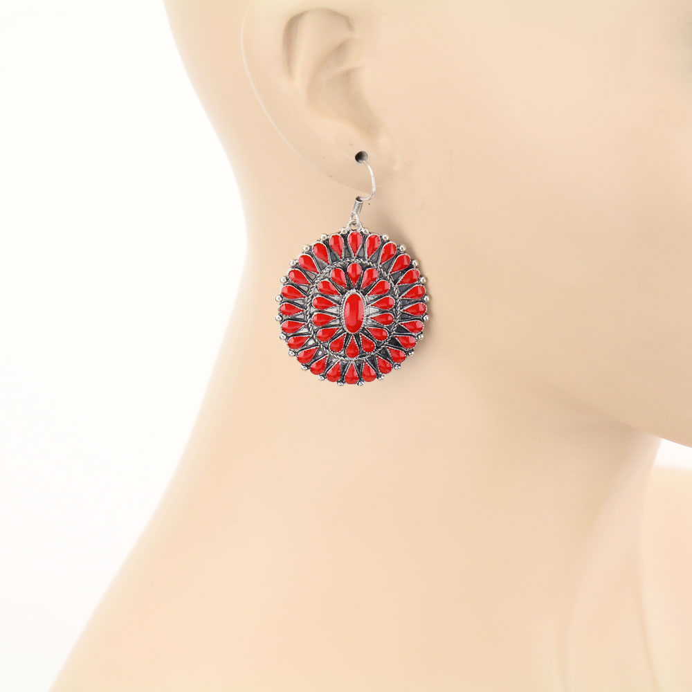 Western Epoxy Concho Dangle Earrings - Image 2