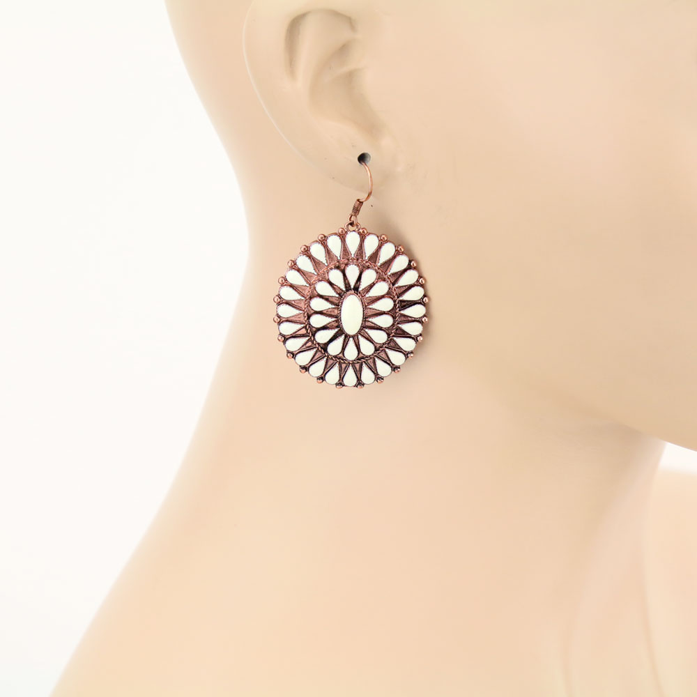 Western Epoxy Concho Dangle Earrings - Image 2