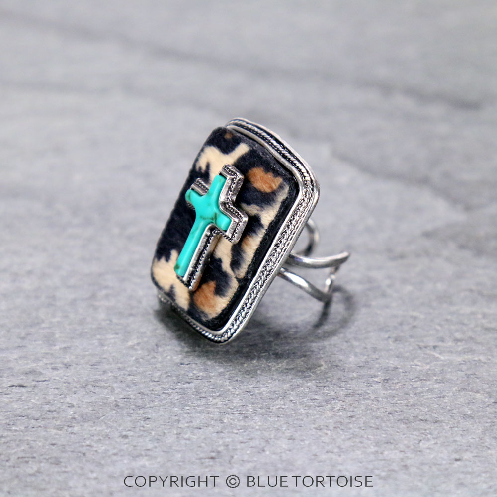 Western Cross Leopard Cuff Ring - Image 3