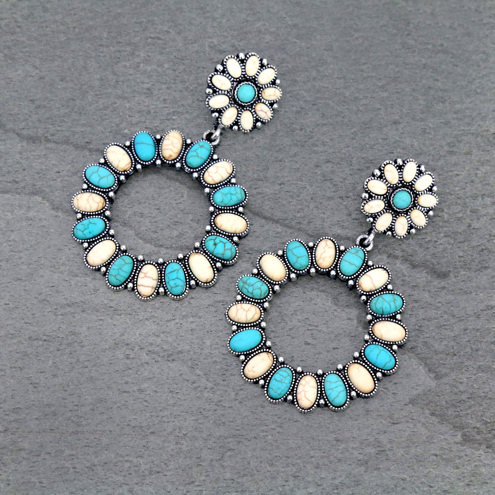 Western Circle Stone Post Earrings